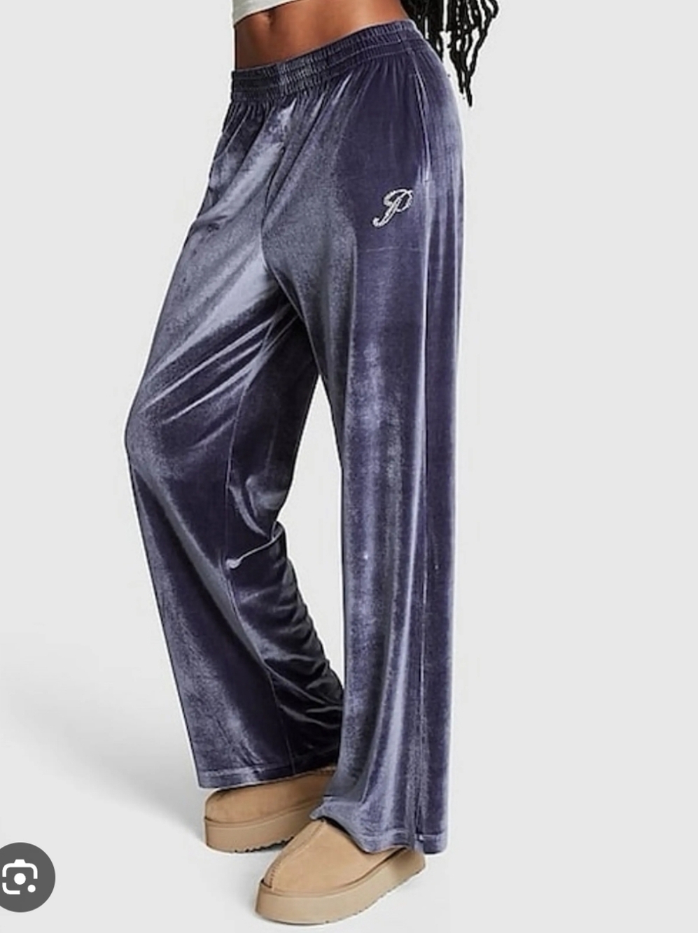 PINK Victoria's Secret Velour Wide-Leg Joggers in Slate Purple